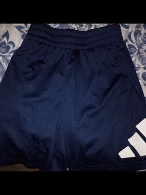 adidas Navy Athletic Shorts with White Logo